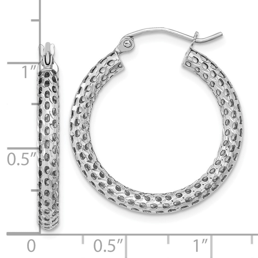 14k White Gold 25.6 mm Mesh Hoop Earrings (1.44 grams)