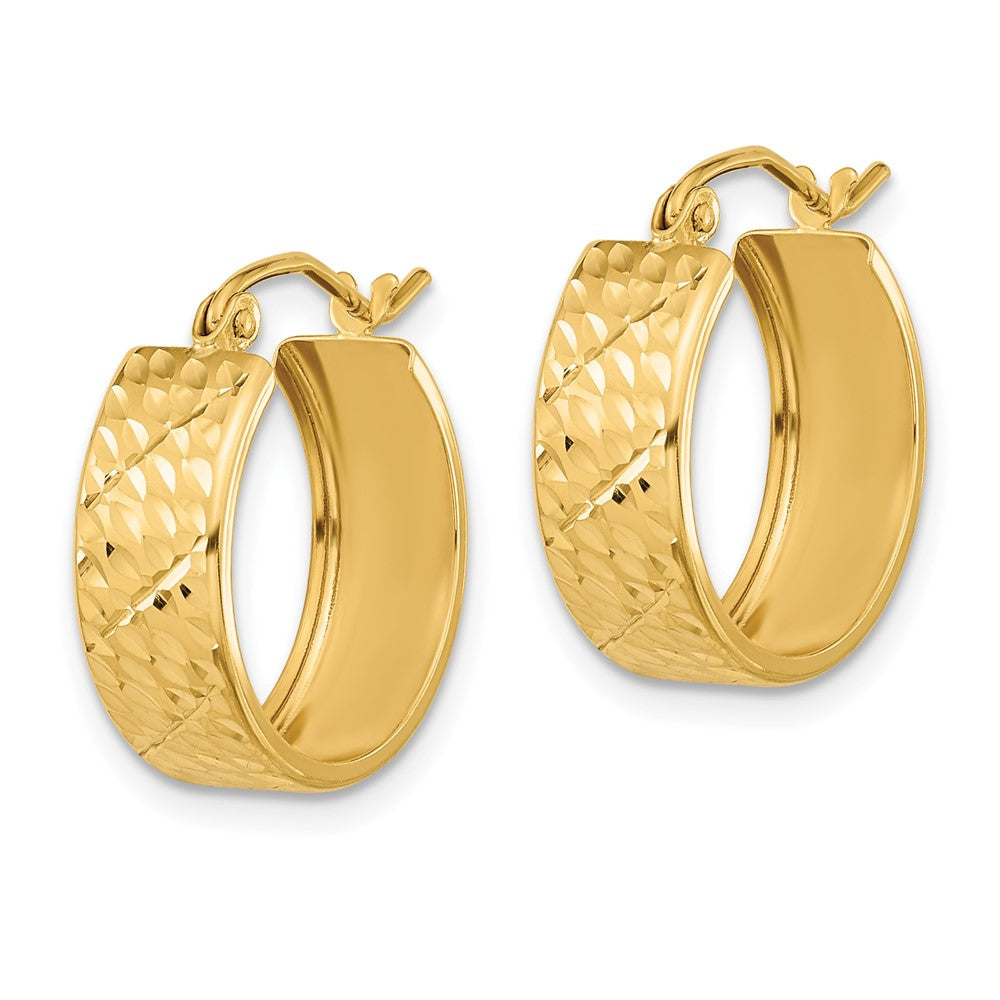 14k Yellow Gold 16.82 mm Diamond-cut Hoop Earrings