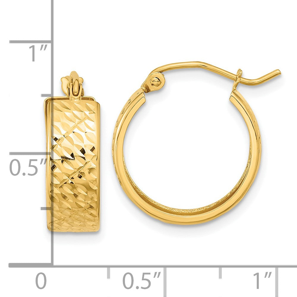 14k Yellow Gold 16.82 mm Diamond-cut Hoop Earrings