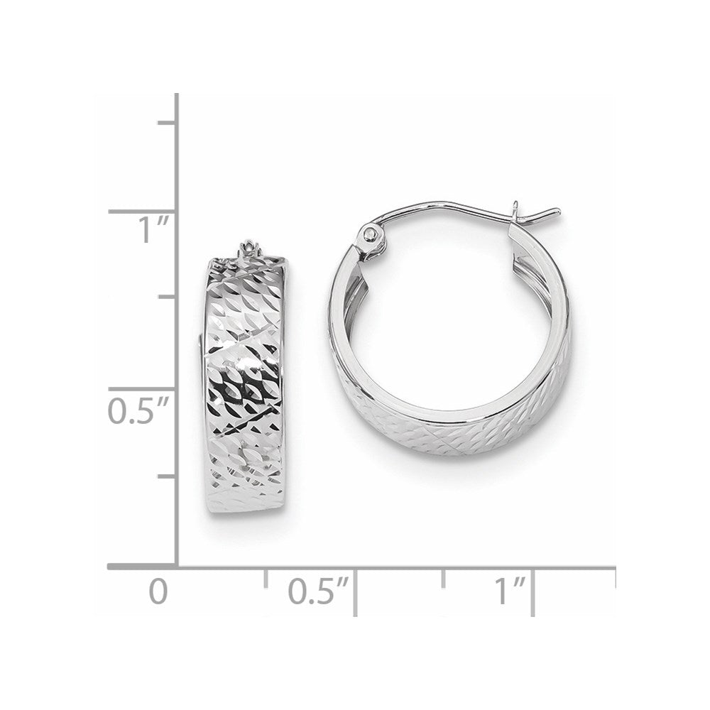 14k White Gold 17.15 mm Diamond-cut Hoop Earrings