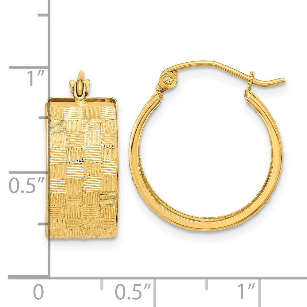 14k Yellow Gold 17.73 mm Diamond-cut Hoop Earrings