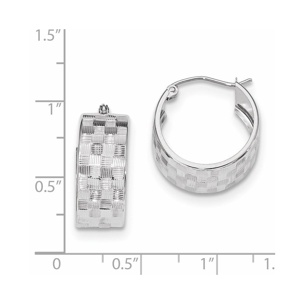 14k White Gold 17.73 mm Diamond-cut Hoop Earrings