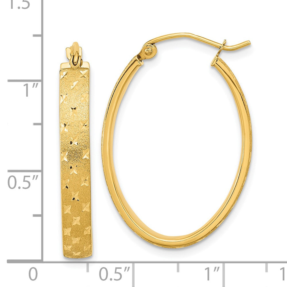 14k Yellow Gold 20.84 mm Polished Satin Diamond-cut Hoop Earrings