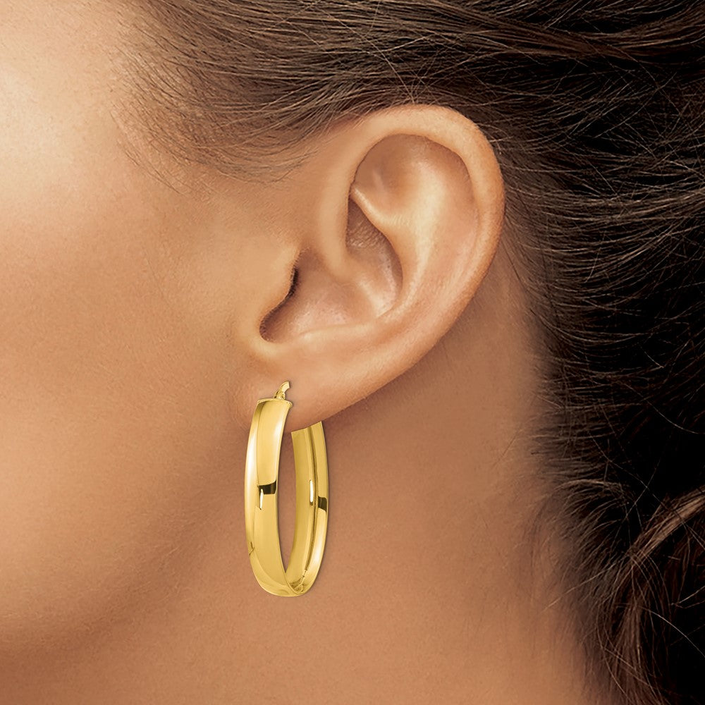 14k Yellow Gold 16.6 mm Polished Oval Hoop Earrings (3.07 grams)