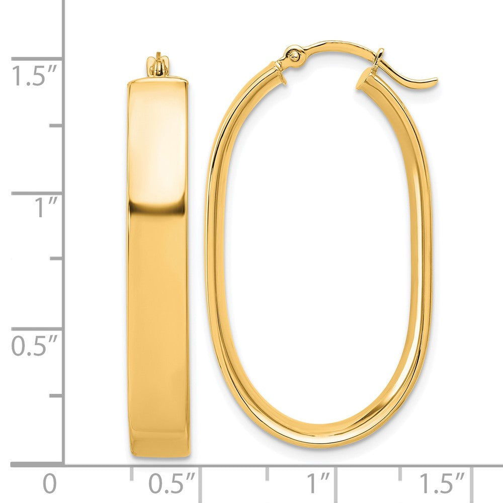 14k Yellow Gold 16.6 mm Polished Oval Hoop Earrings (3.07 grams)