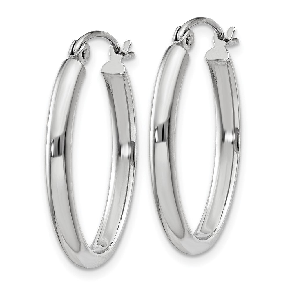 14k White Gold 16.6 mm Oval Tube Hoop Earrings (1.27 grams)