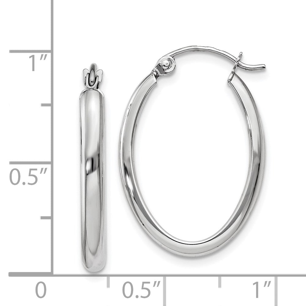 14k White Gold 16.6 mm Oval Tube Hoop Earrings (1.27 grams)