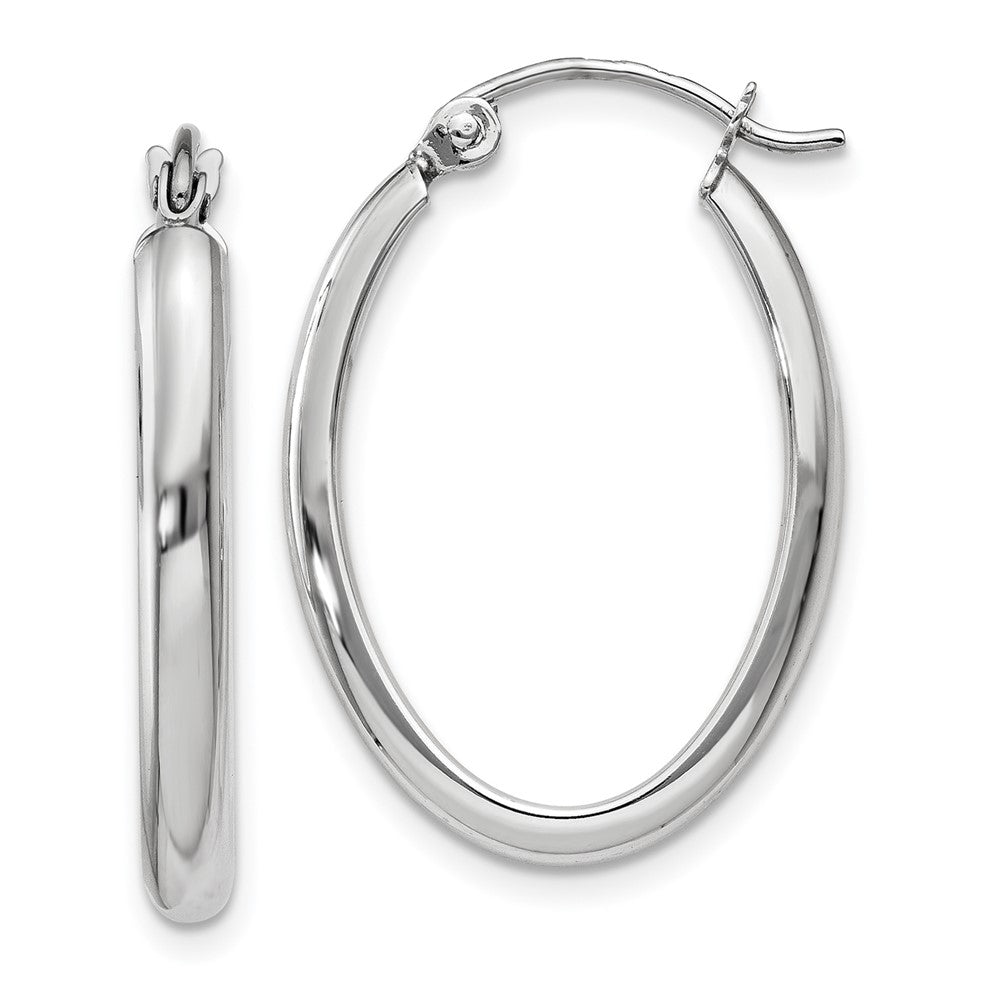 14k White Gold 16.6 mm Oval Tube Hoop Earrings (1.27 grams)