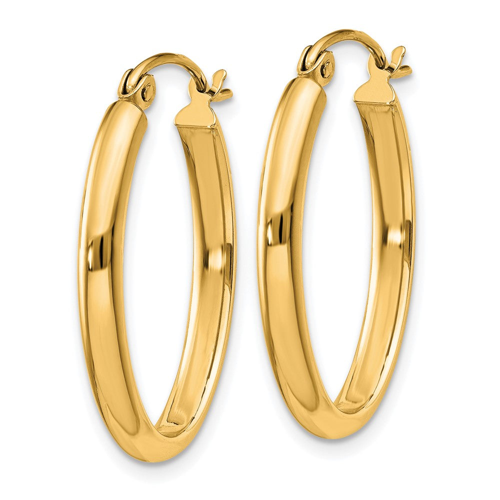 14k Yellow Gold 16.6 mm Oval Tube Hoop Earrings (1.24 grams)