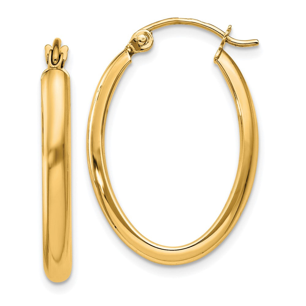 14k Yellow Gold 16.6 mm Oval Tube Hoop Earrings (1.24 grams)