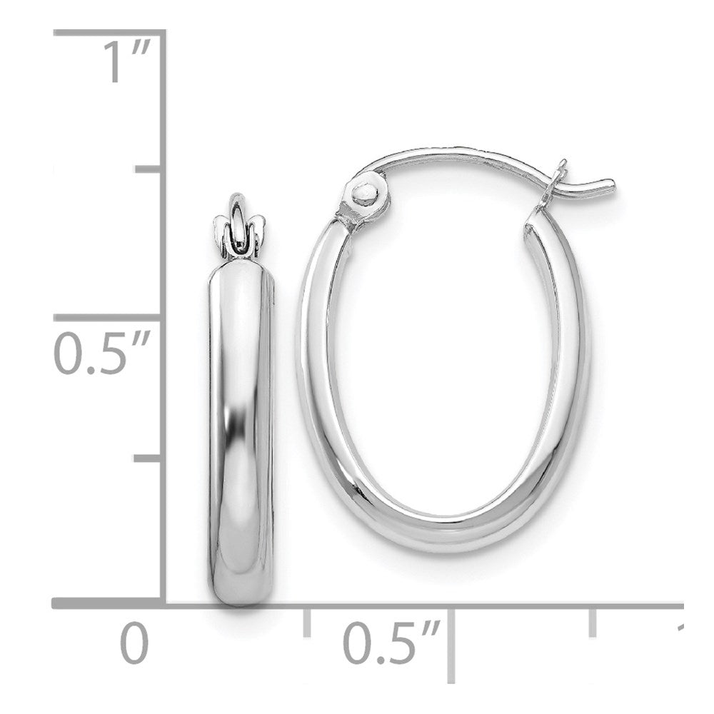 14k White Gold 13 mm Oval Tube Hoop Earrings (0.98 grams)