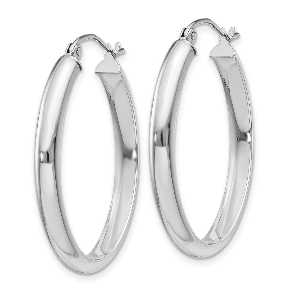 14k White Gold 3.75 mm Oval Tube Hoop Earrings (1.86 grams)