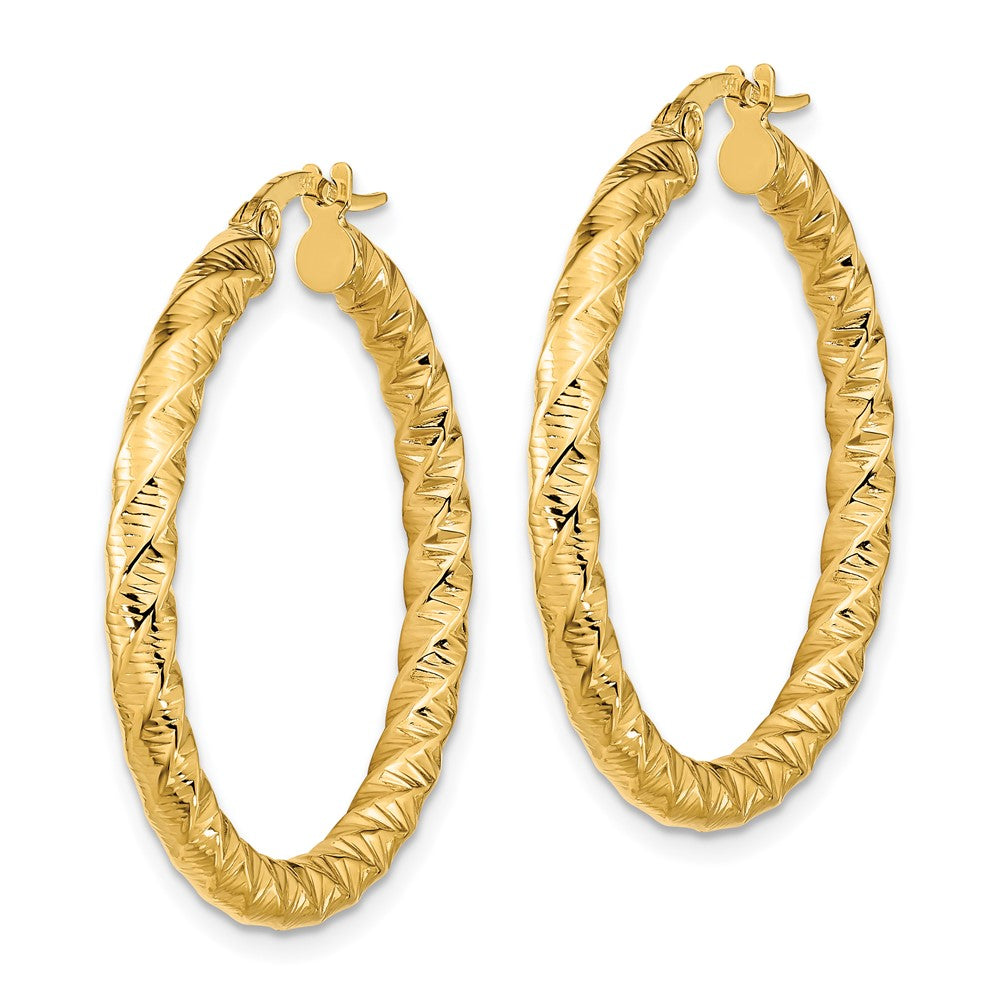 14k Yellow Gold 30.2 mm Twisted Hoop Earrings (2.07 grams)