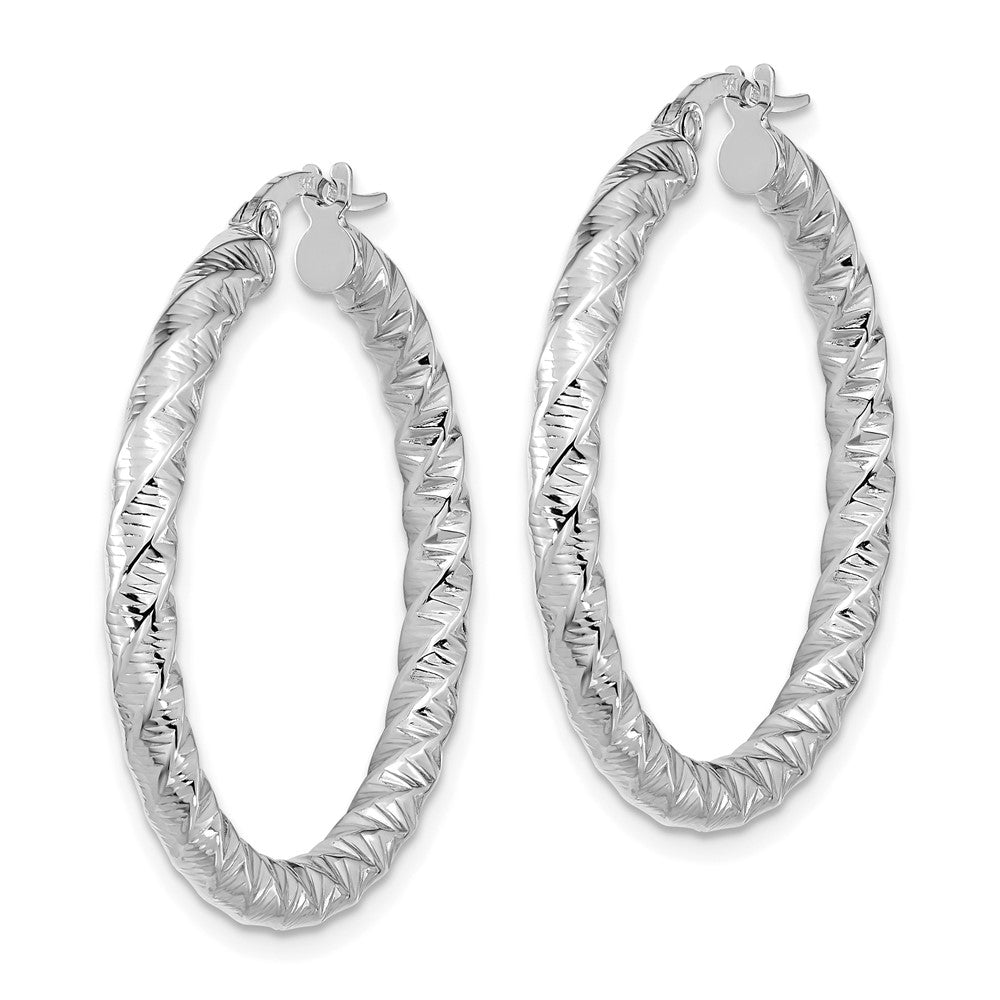 14k White Gold 30.2 mm Twisted Hoop Earrings (2.17 grams)