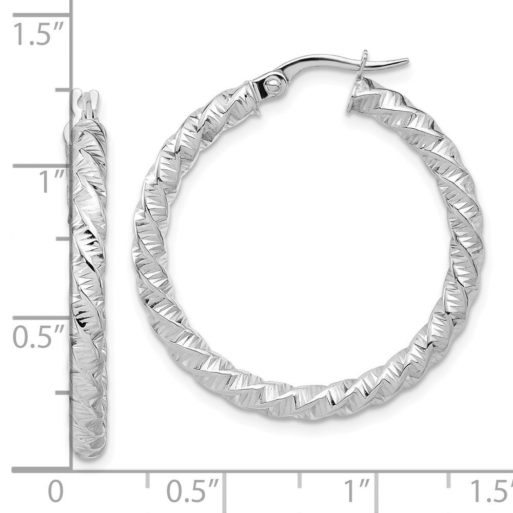 14k White Gold 30.2 mm Twisted Hoop Earrings (2.17 grams)