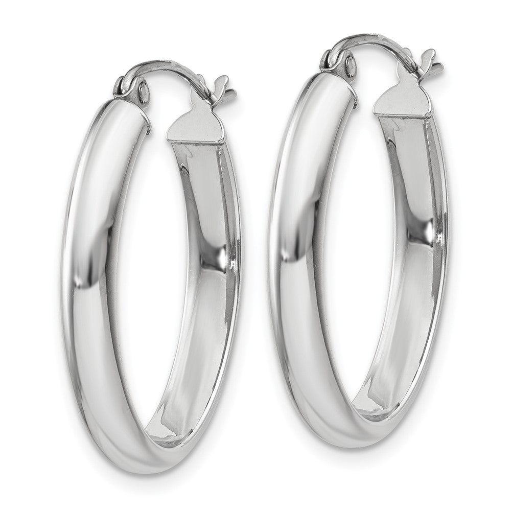 14k White Gold 17 mm Oval Tube Hoop Earrings (1.48 grams)