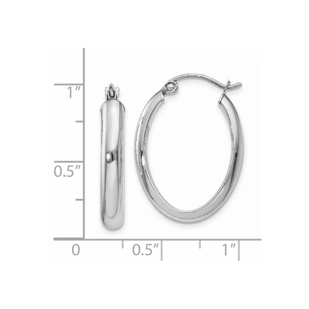 14k White Gold 17 mm Oval Tube Hoop Earrings (1.48 grams)