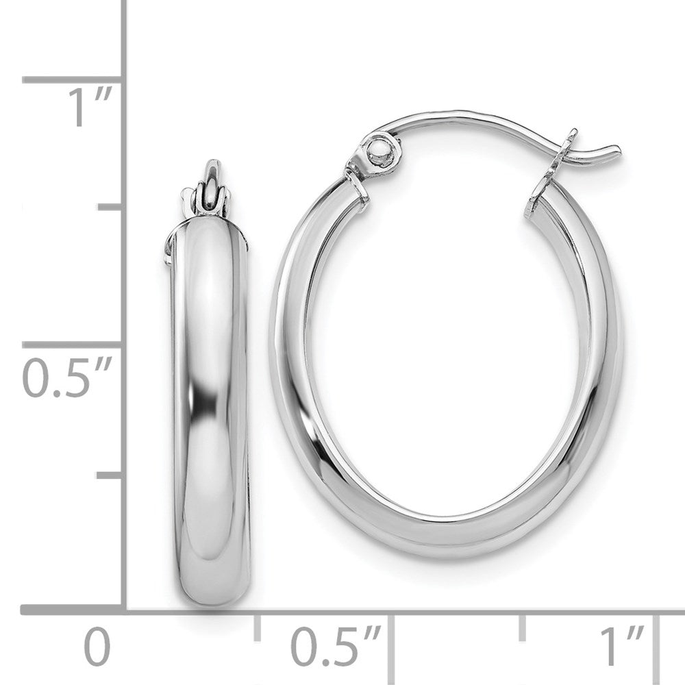 14k White Gold 17 mm Oval Tube Hoop Earrings (1.46 grams)