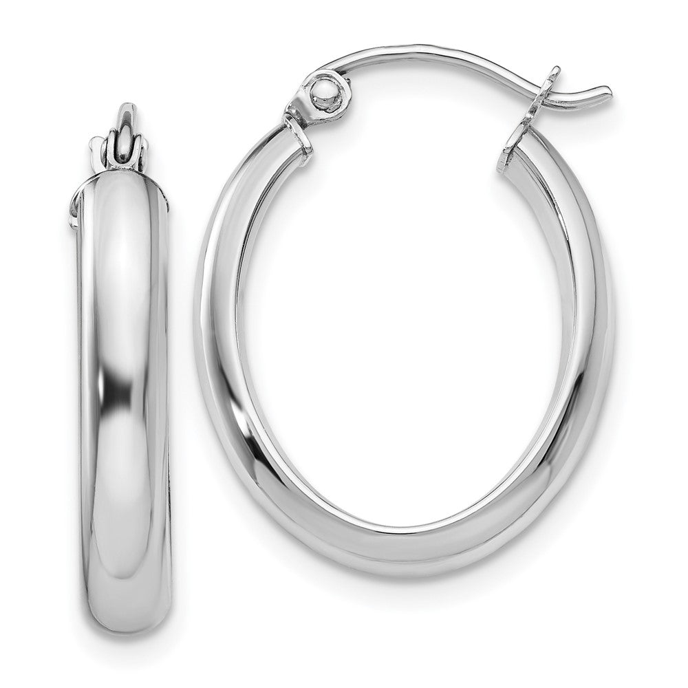 14k White Gold 17 mm Oval Tube Hoop Earrings (1.46 grams)