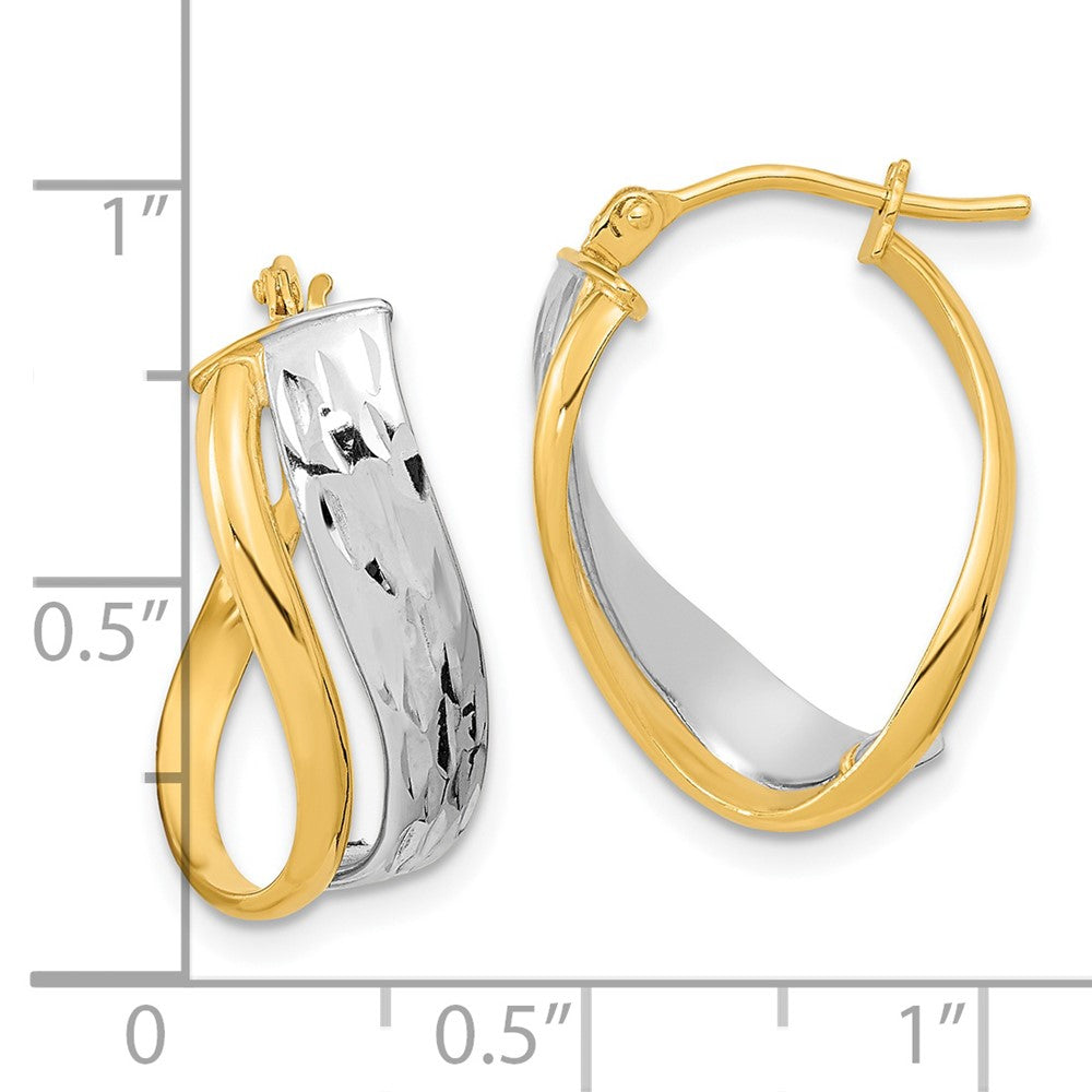 14k Two-tone 7.6 mm Two-Tone Diamond-cut and Polished Earrings (1.81 grams)