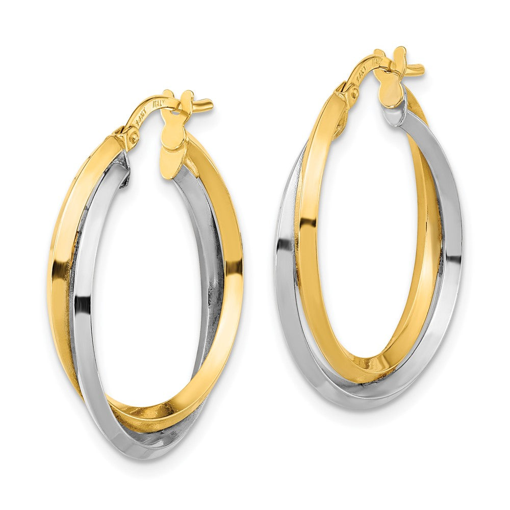14k Two-tone 23.4 mm Two Tone Polished Double Hoops (2.01 grams)