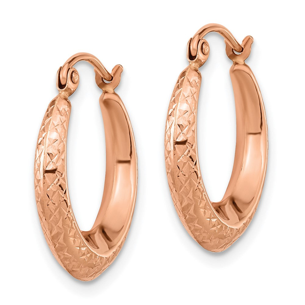 14k Rose Gold 17.5 mm Rose Gold Textured Hollow Hoop Earrings (0.8 grams)