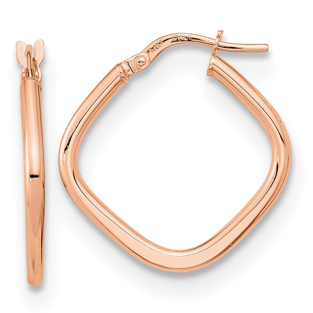 14k Rose Gold 22.73 mm Polished Square Hoops (1.44 grams)