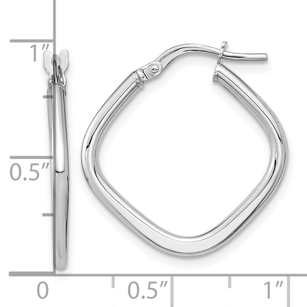 14k White Gold 22.7 mm Polished Square Hoops (1.36 grams)