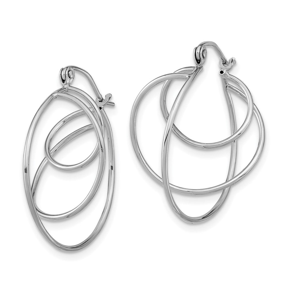 14k White Gold 20.3 mm Polished Twisted Circles Hoop Earrings