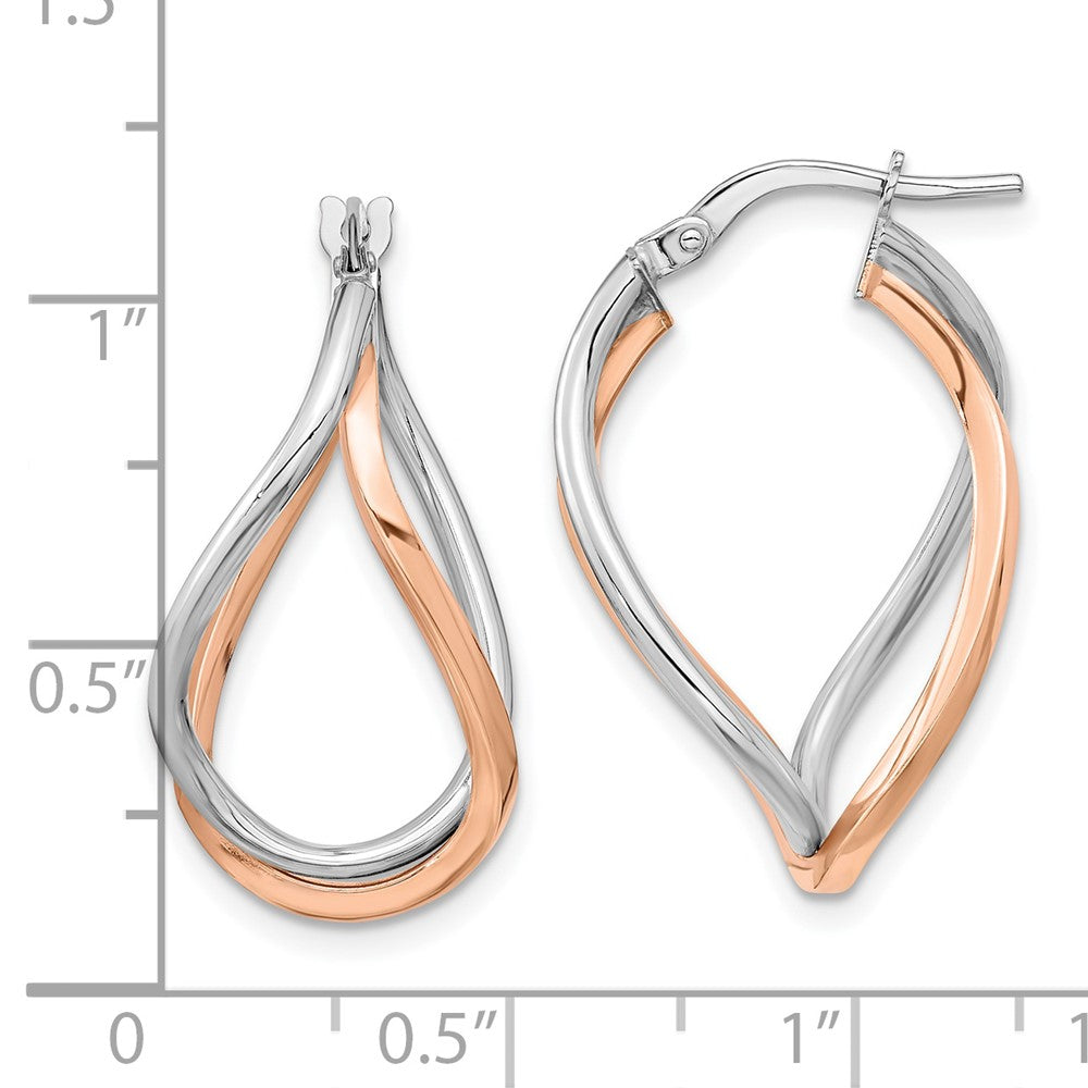 14k Yellow & Rhodium 16.09 mm  and Rose Gold-plated Swirl Hoops (1.68 grams)