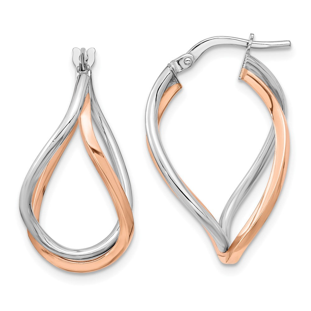 14k Yellow & Rhodium 16.09 mm  and Rose Gold-plated Swirl Hoops (1.68 grams)