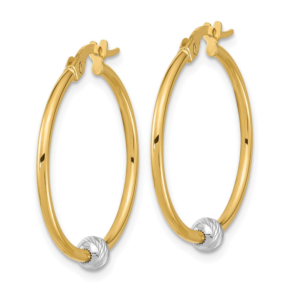 14k Two-tone 23.93 mm Polished Diamond Cut Hoop Earrings (1.25 grams)