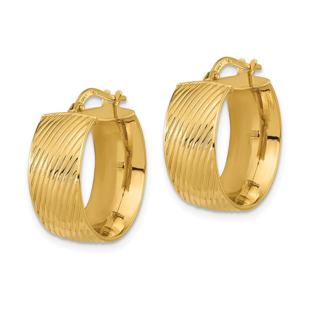 14k Yellow Gold 18.8 mm Polished Textured Hinged Hoop Earrings (3.45 grams)