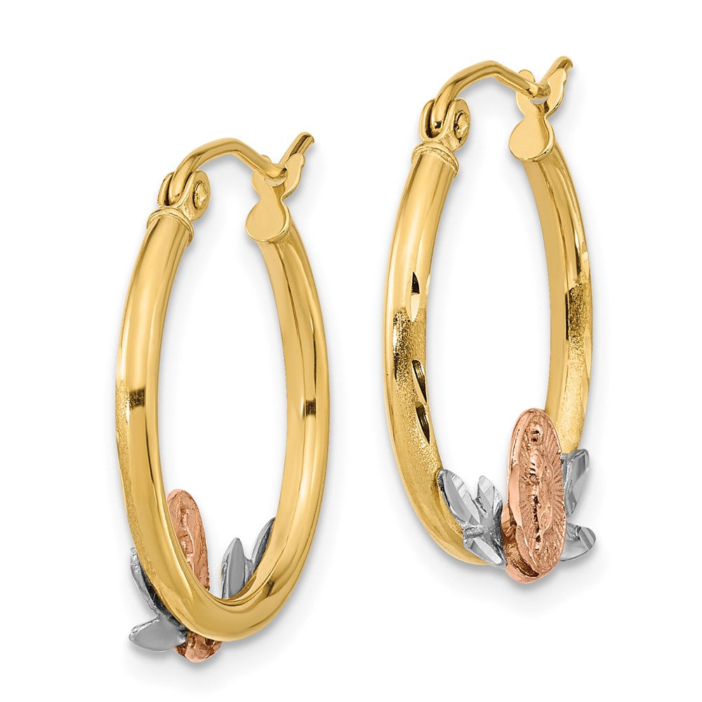 14k Tri-Color 19.66 mm Tri-color Guadalupe Hoop Earrings (1.77 grams)