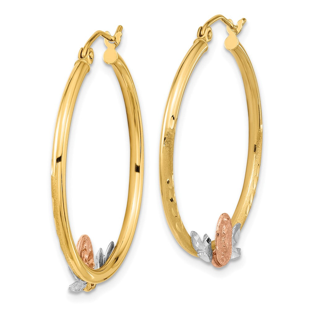 14k Tri-Color 30.31 mm Tri-color Guadalupe Hoop Earrings (2.25 grams)
