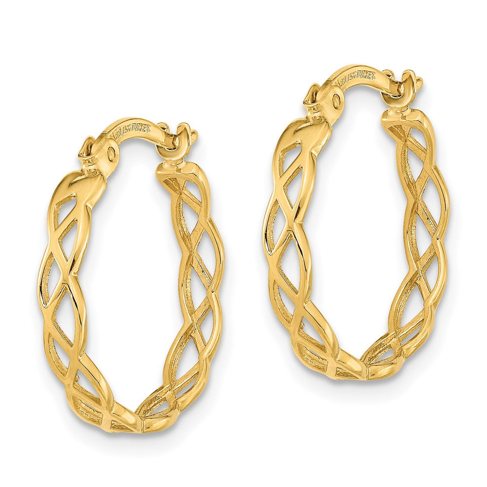 14k Yellow Gold 17.8 mm Gold Polished Intertwined Filigree Hoop Earrings (1.87 grams)