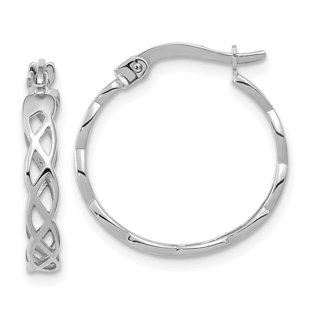 14k White Gold 17.8 mm Polished Intertwined Filigree Hoop Earrings (1.92 grams)