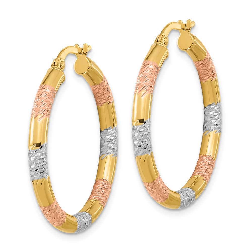 14k Yellow & Rhodium 29.1 mm Hoop Earrings (1.73 grams)
