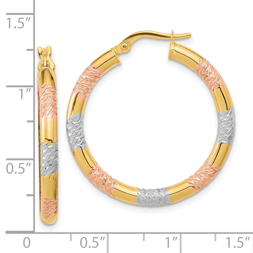 14k Yellow & Rhodium 29.1 mm Hoop Earrings (1.73 grams)
