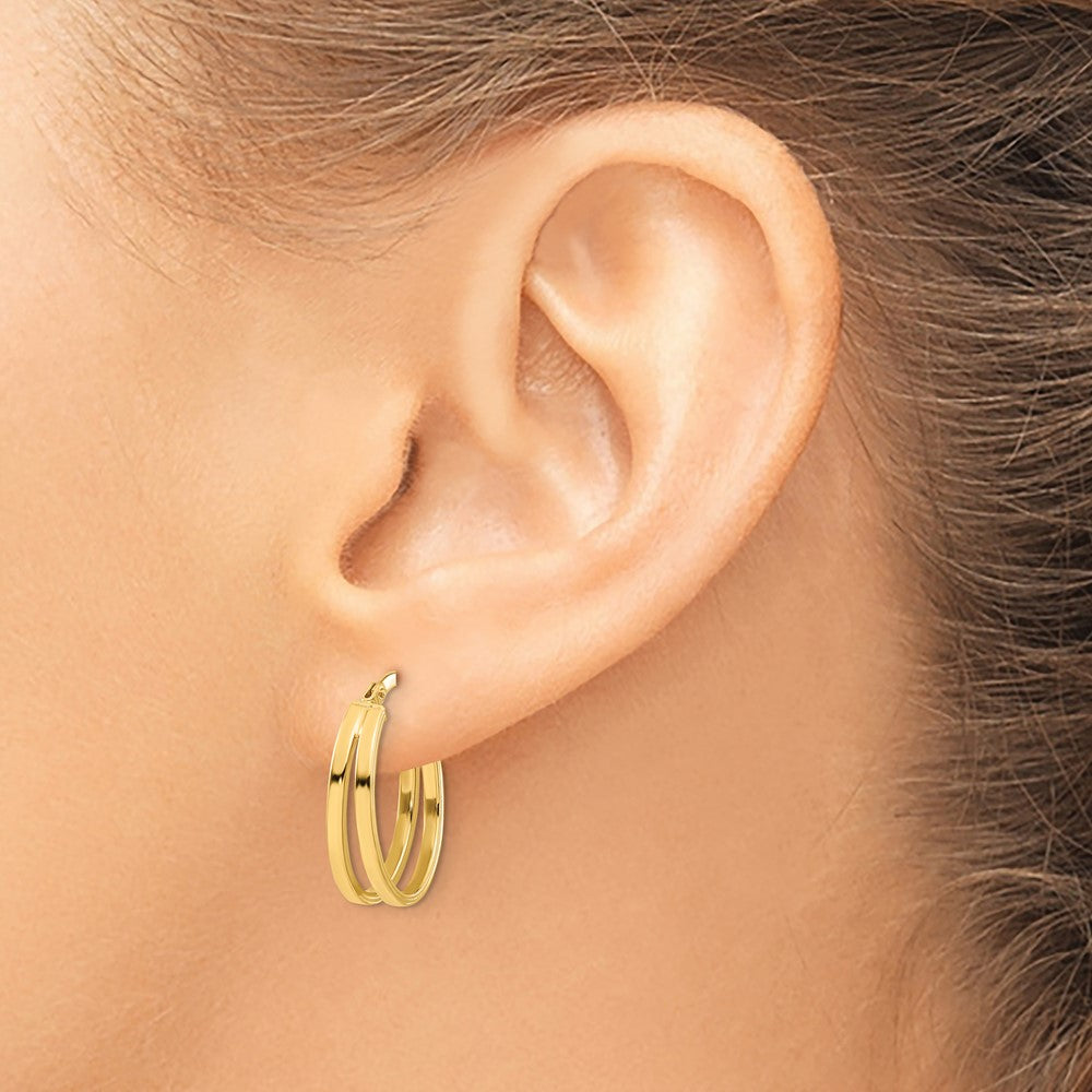 14k Yellow Gold 14 mm Polished Double Hoops (1.22 grams)