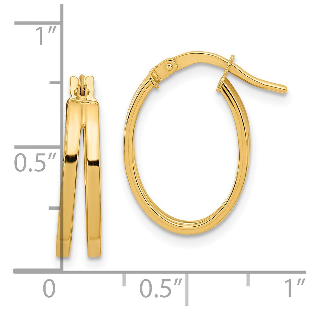 14k Yellow Gold 14 mm Polished Double Hoops (1.22 grams)