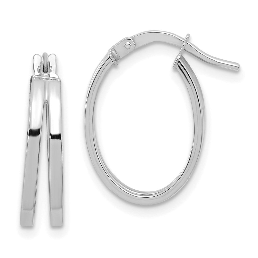 14k White Gold 14 mm Polished Double Hoops (1.19 grams)