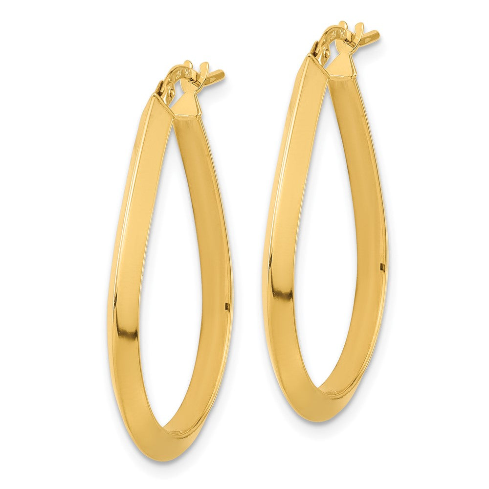 14k Yellow Gold 21.7 mm Knife Edge Teardrop Shape Hoop Earrings (2.47 grams)
