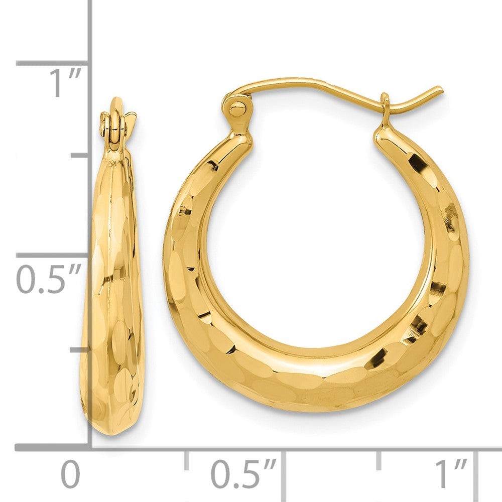 14k Yellow Gold 20.42 mm Polished Diamond-cut Hoop Earrings (1.33 grams)