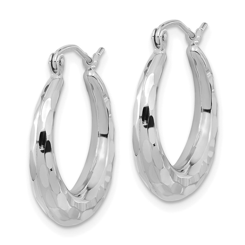 14k White Gold 20.42 mm Polished Diamond-cut Hoop Earrings (1.37 grams)