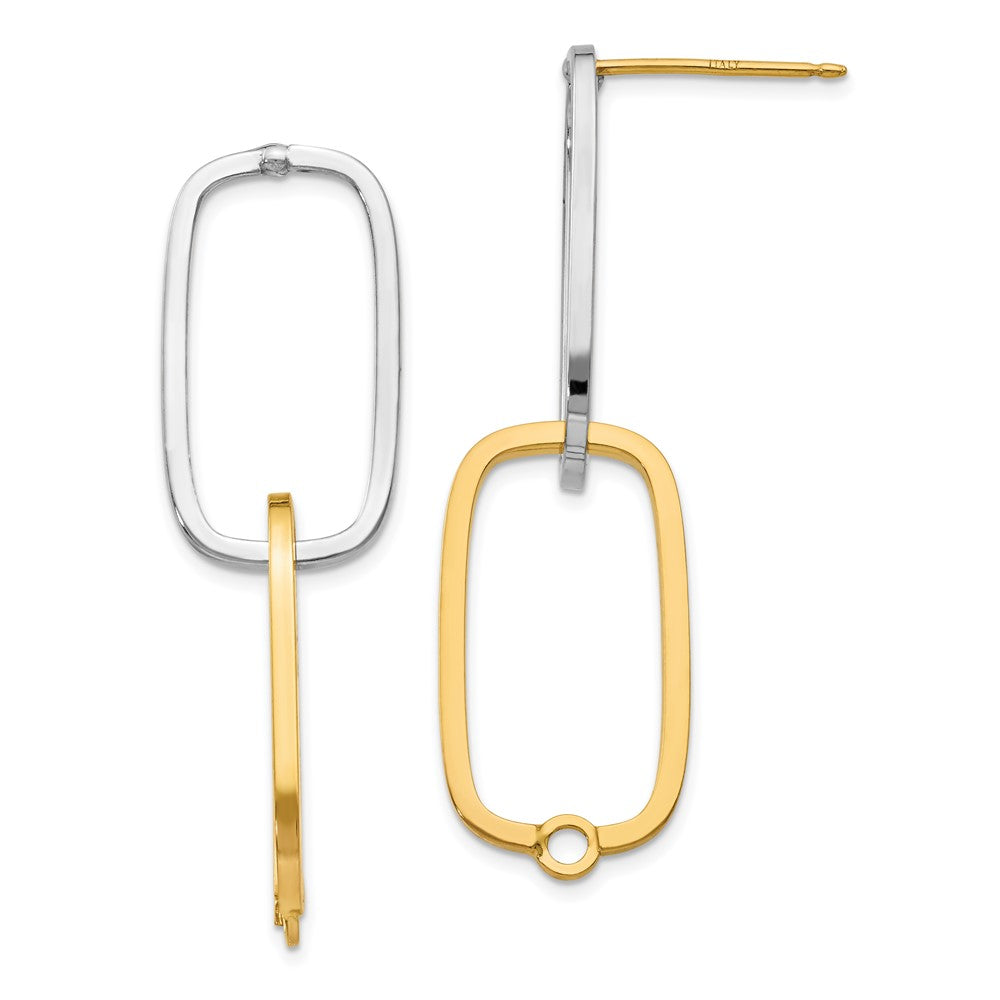 14k Two-tone 1.4 mm Two-Tone Fancy Versatile Rectangle Post Earrings (2.83 grams)
