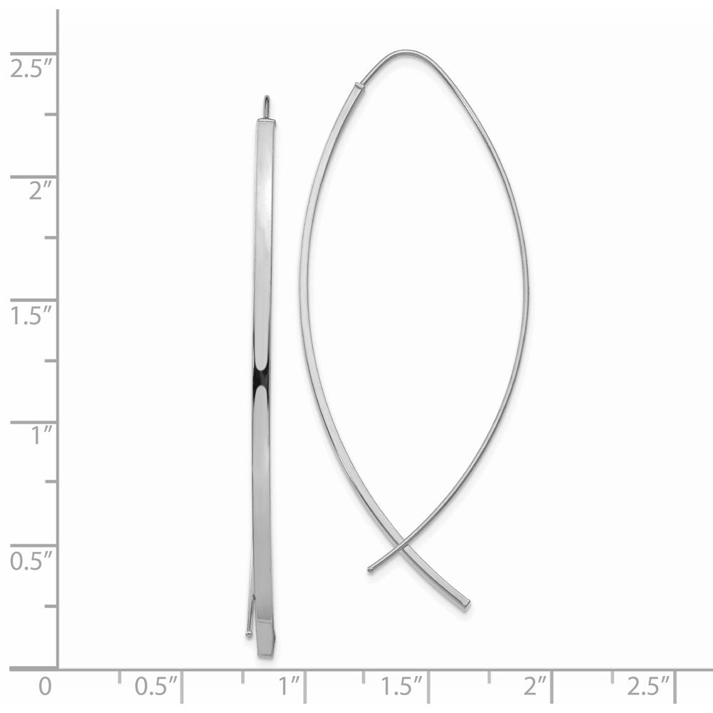 14k White Gold 22.6 mm Square Tube White Gold Wire Threader Earrings (1.63 grams)