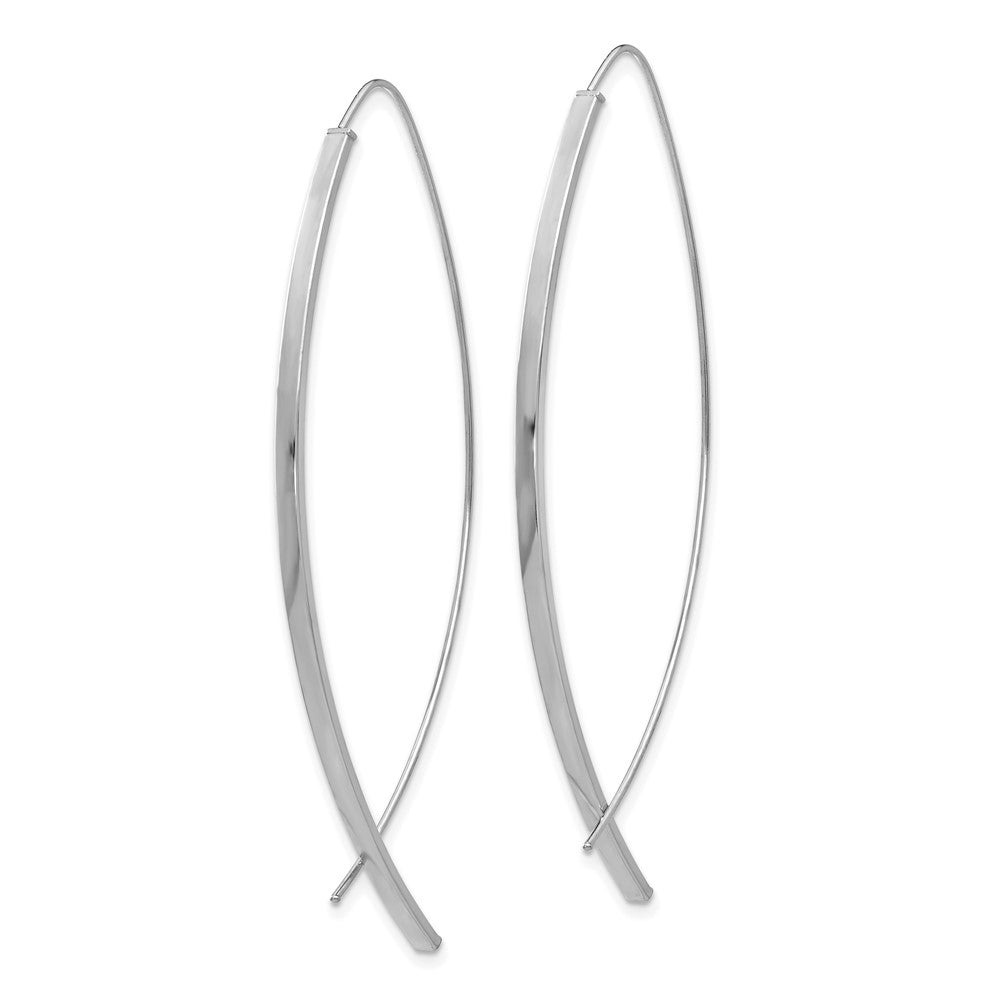 14k White Gold 22.6 mm Square Tube White Gold Wire Threader Earrings (1.63 grams)