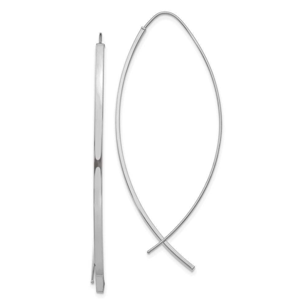 14k White Gold 22.6 mm Square Tube White Gold Wire Threader Earrings (1.63 grams)