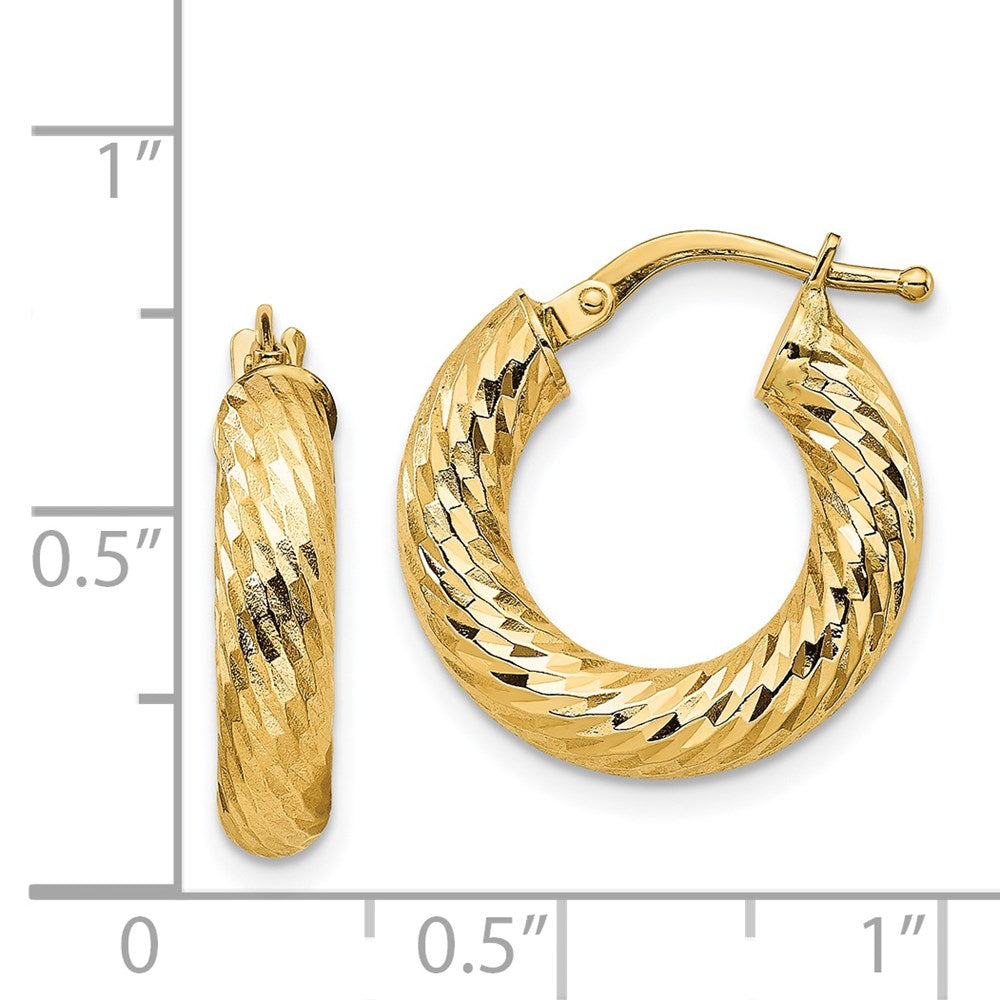 14k Yellow Gold 17.8 mm Diamond-cut Round Hoop Earrings (1.82 grams)